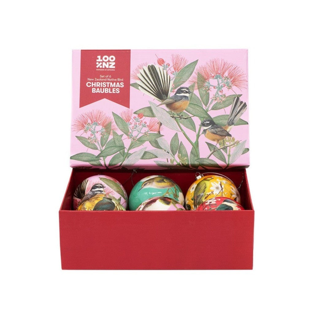 NZ Native Birds Christmas Baubles in their gift box