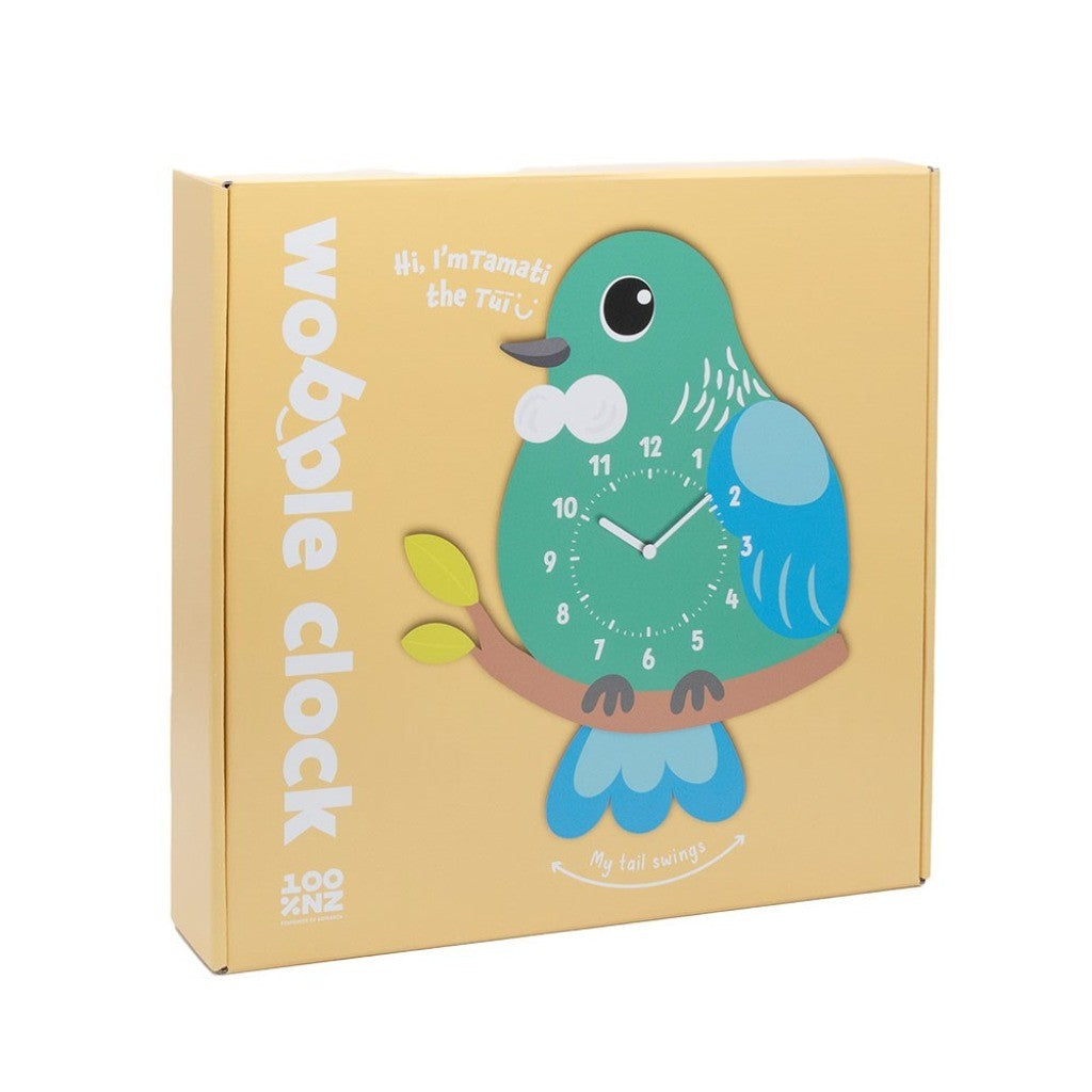 Tamati the Tui Wobble Clock in its box