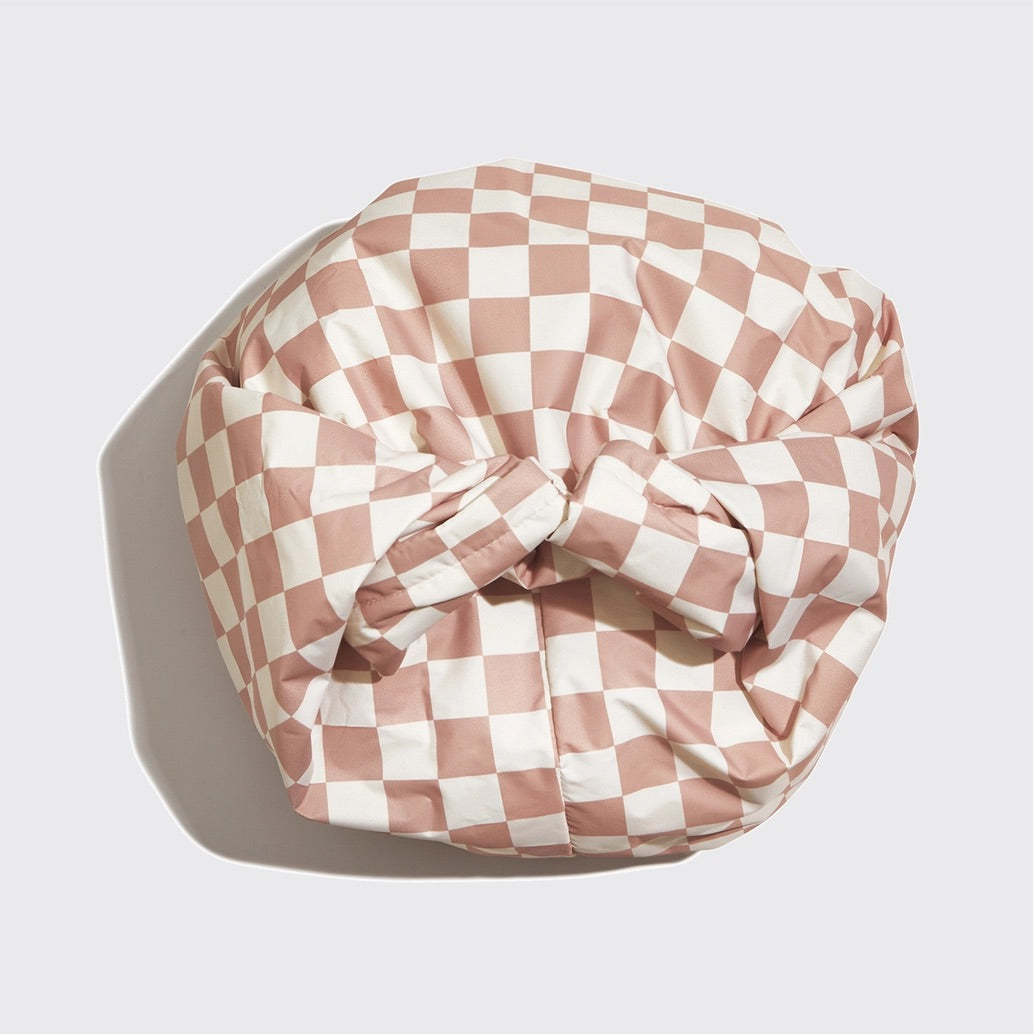 KITSCH | Satin Lined Flexi Shower Cap - Terracotta Checker