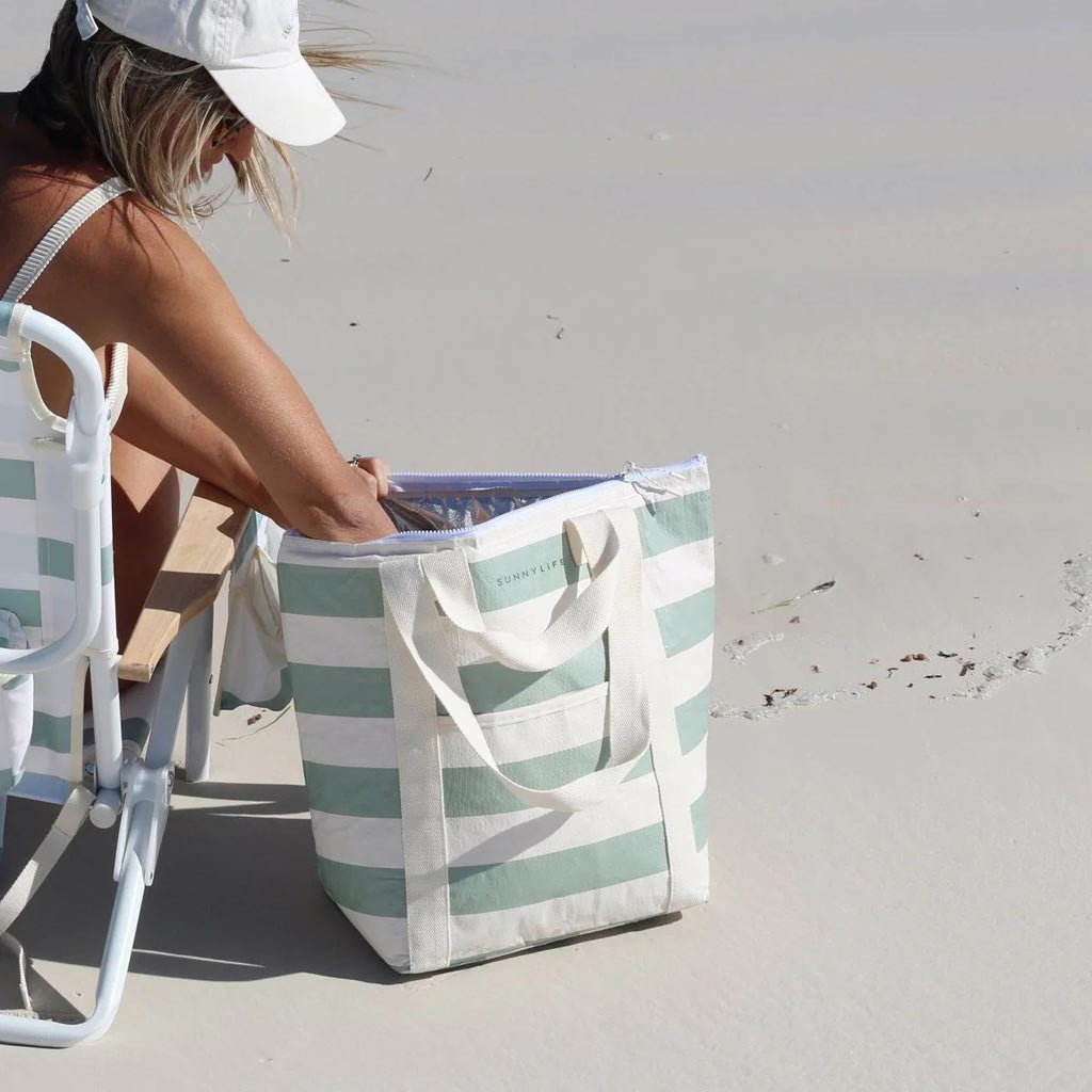 SunnyLife | Light Cooler Tote La Palma Sage Stripe
