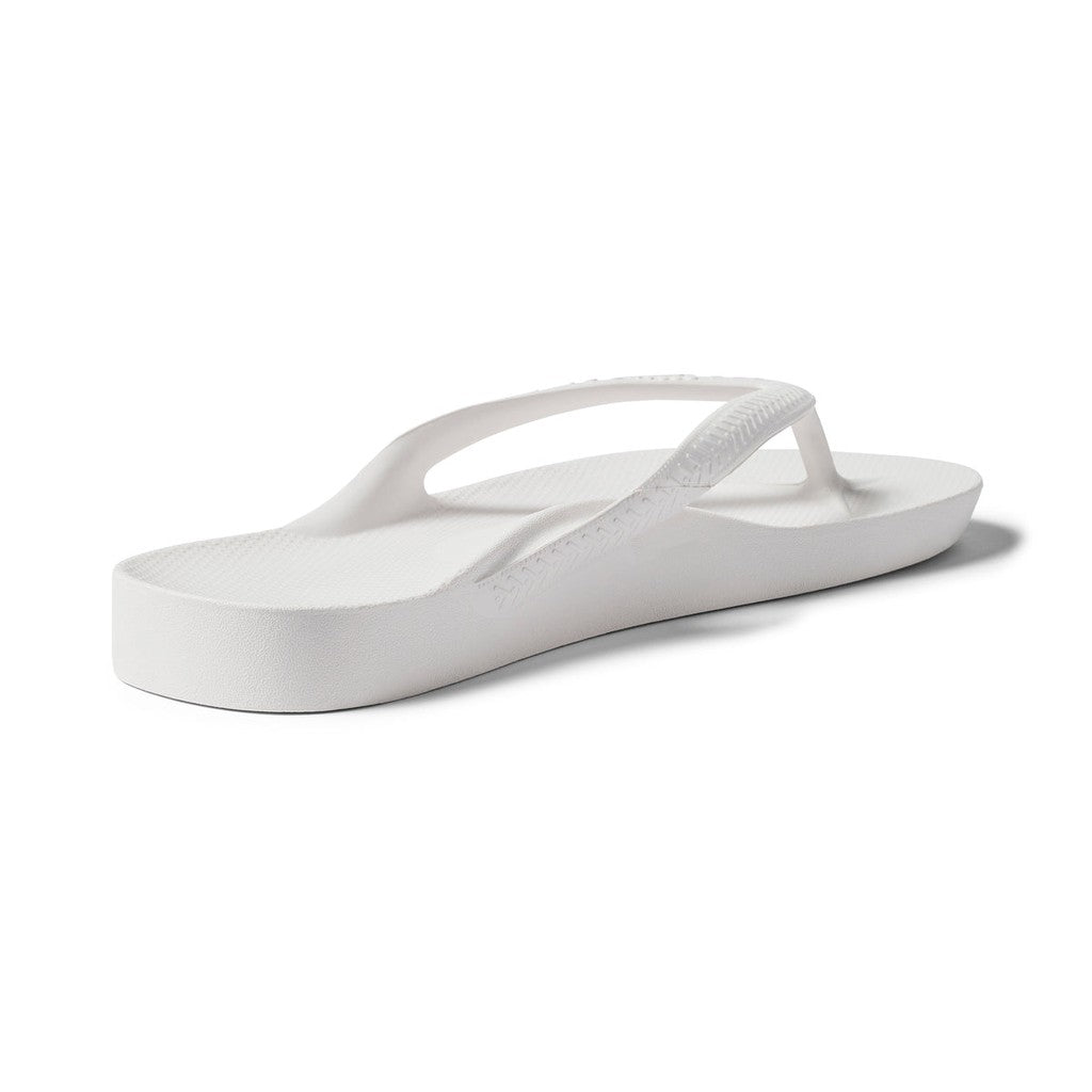 Archies Support Jandals in White, side view showing the arch