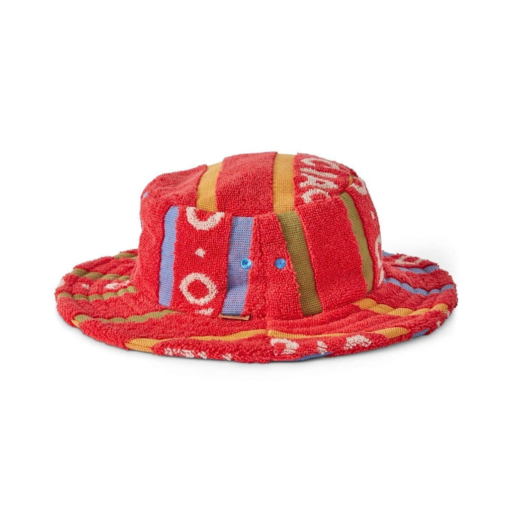 Kip & Co Ciao Stripe terry bucket hat in red and orange stripe