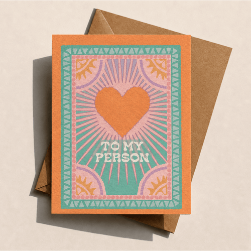 To My Person love card by Enjoy The View with retro heart and sunburst design