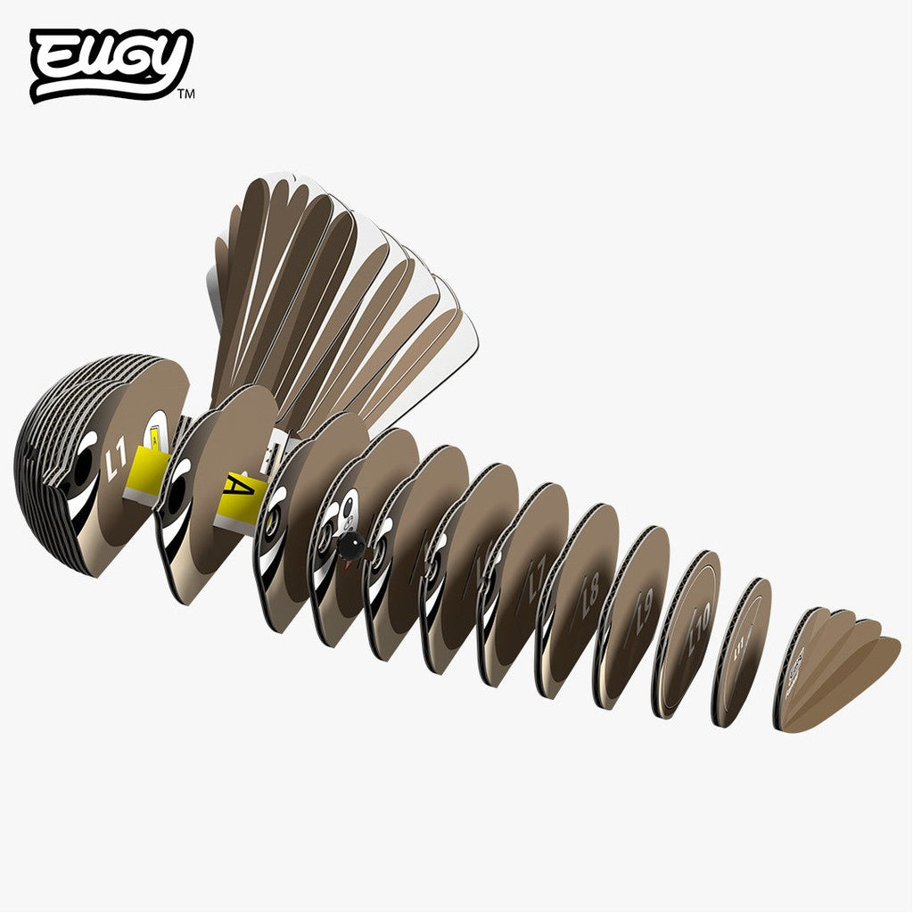 Flat pieces of the EUGY Fantail 3D puzzle