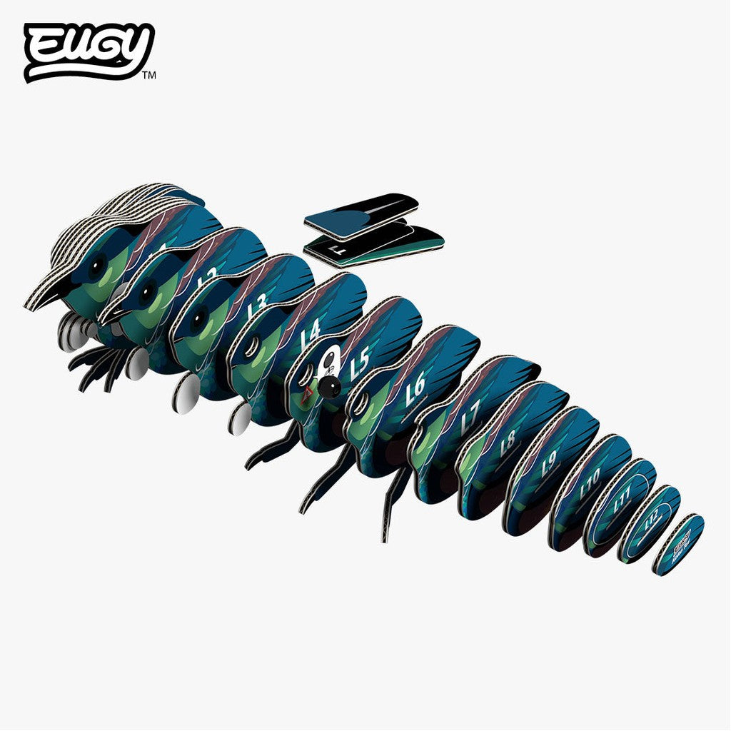 Flat pieces of the EUGY Kōkō Tūī 3D puzzle