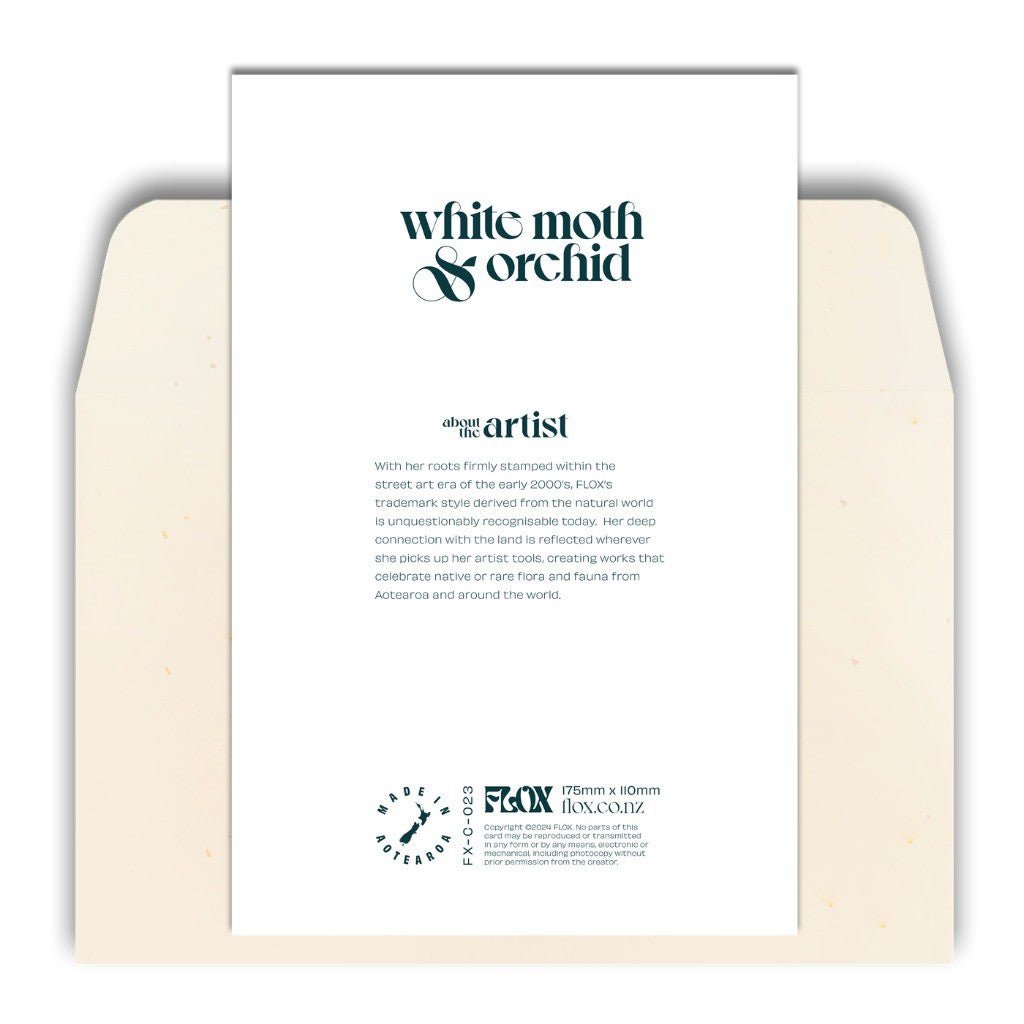 Flox | White Moth & Orchid Card - Cove. Beach Essentials
