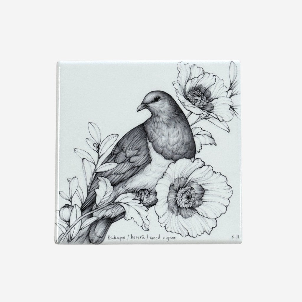Katy Hayward Kererū square coaster