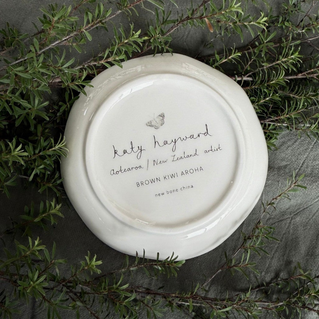 Underside of the Katy Hayward kiwi trinket dish