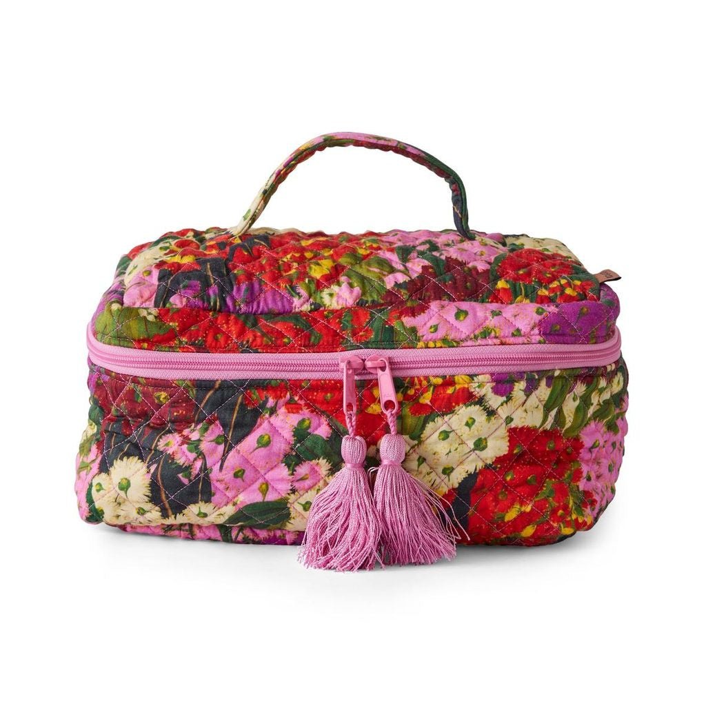 Kip & Co | Australian Bush Blossom Quilted Cotton Toiletry Case - Cove. Beach Essentials
