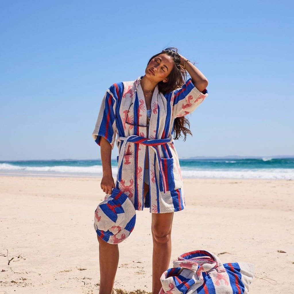 Kip & Co | Lobster Fan Club Terry Mini Bath Robe - Cove. Beach Essentials
