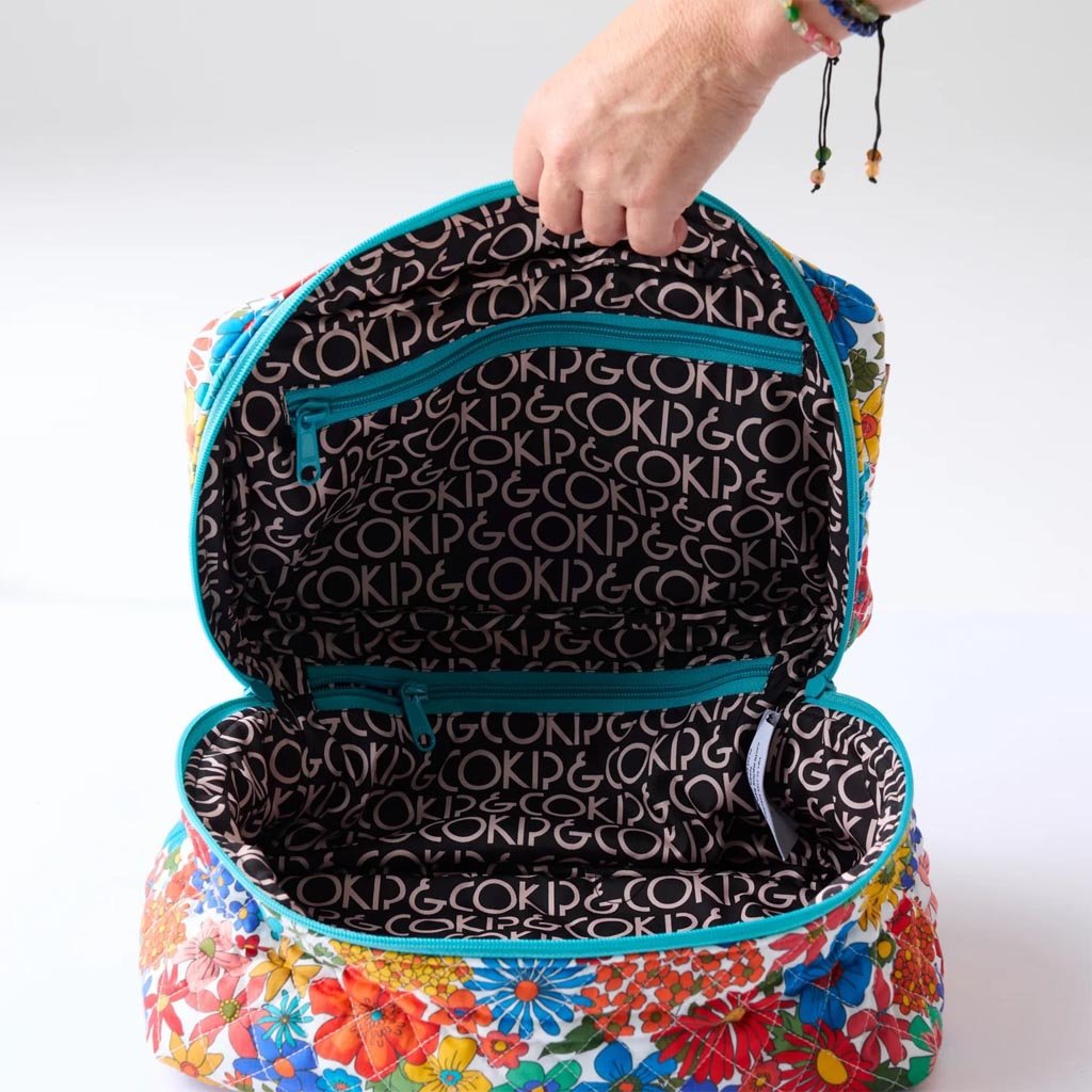 Kip & Co | Winter Fields Quilted Toiletry Case - Cove. Beach Essentials