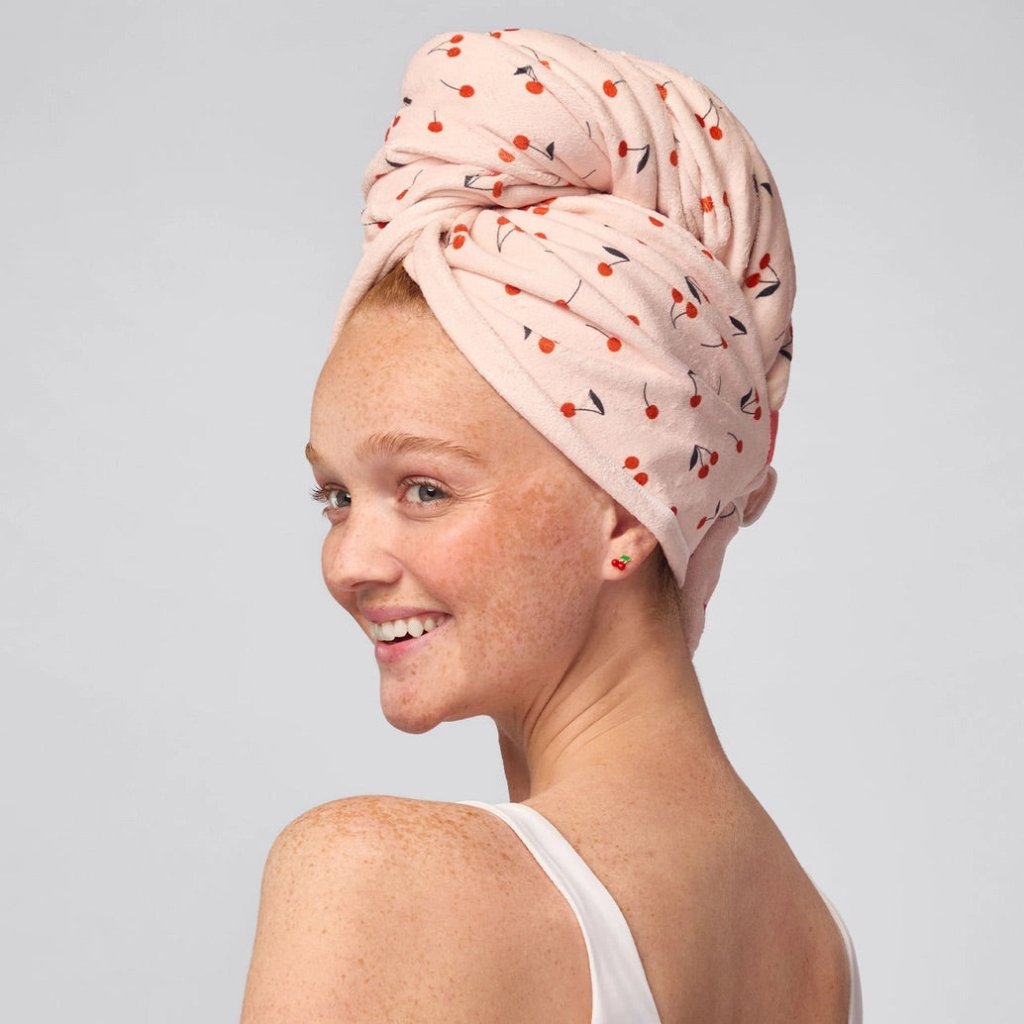 KITSCH | XL Hair Towel Wrap - Cherry Print - Cove. Beach Essentials