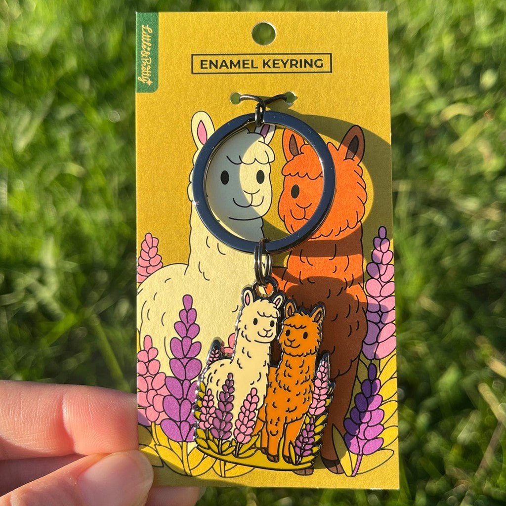 Little & Pretty | Enamel Keyring - Alpaca - Cove. Beach Essentials