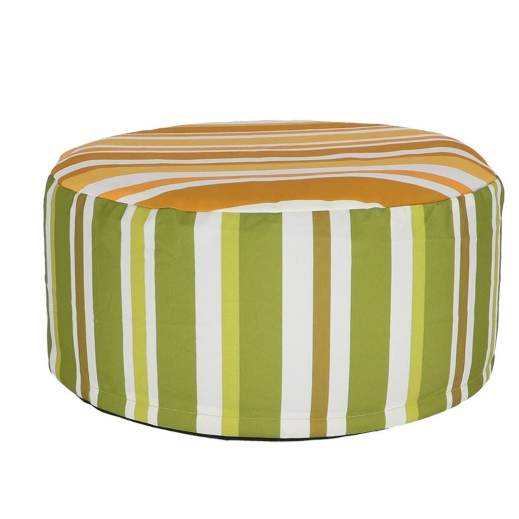 Parnell & Co | Striped Outdoor Pouffe Green - Cove. Beach Essentials