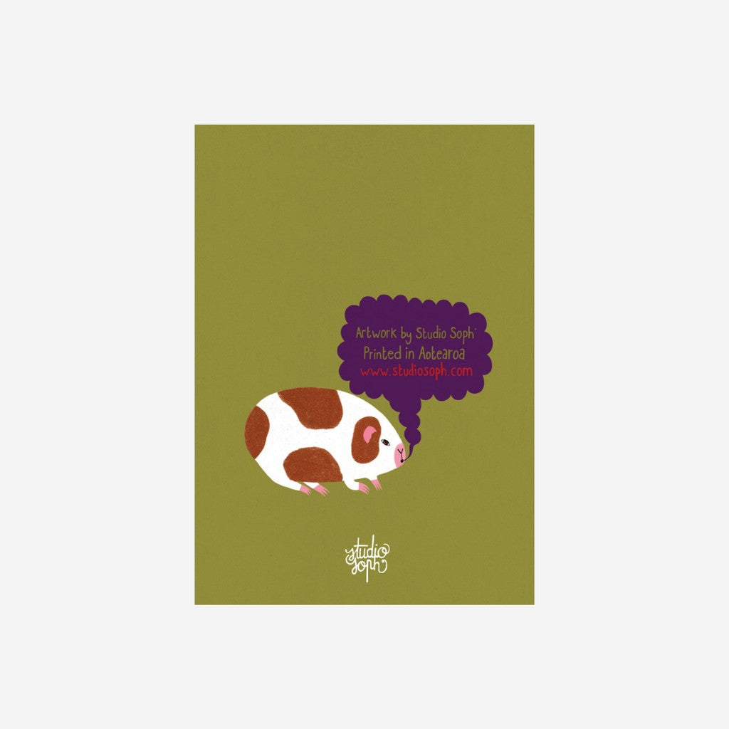 Back of the Studio Soph Guinea Pig greeting card