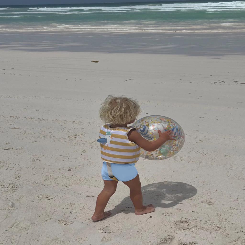 SunnyLife | Kids Swim Vest Sammy the Seagull Mustard Stripe - Cove. Beach Essentials