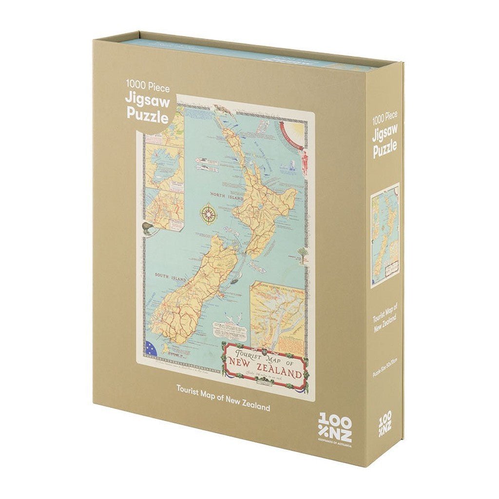 100% New Zealand Tourist Map of NZ 1000 Piece Jigsaw Puzzle - Cove. Beach Essentials