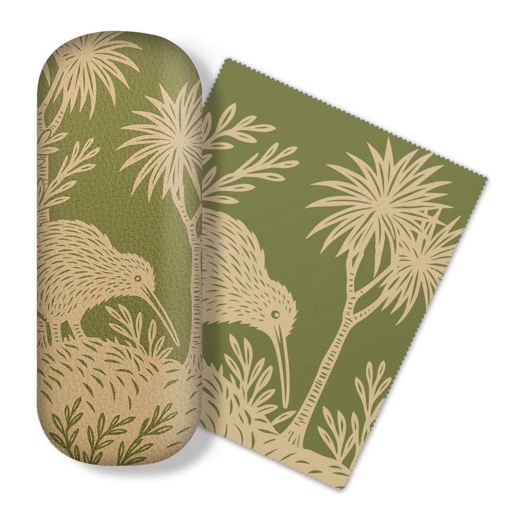 100% New Zealand Woodcut Kiwi Glasses Case - Cove. Beach Essentials