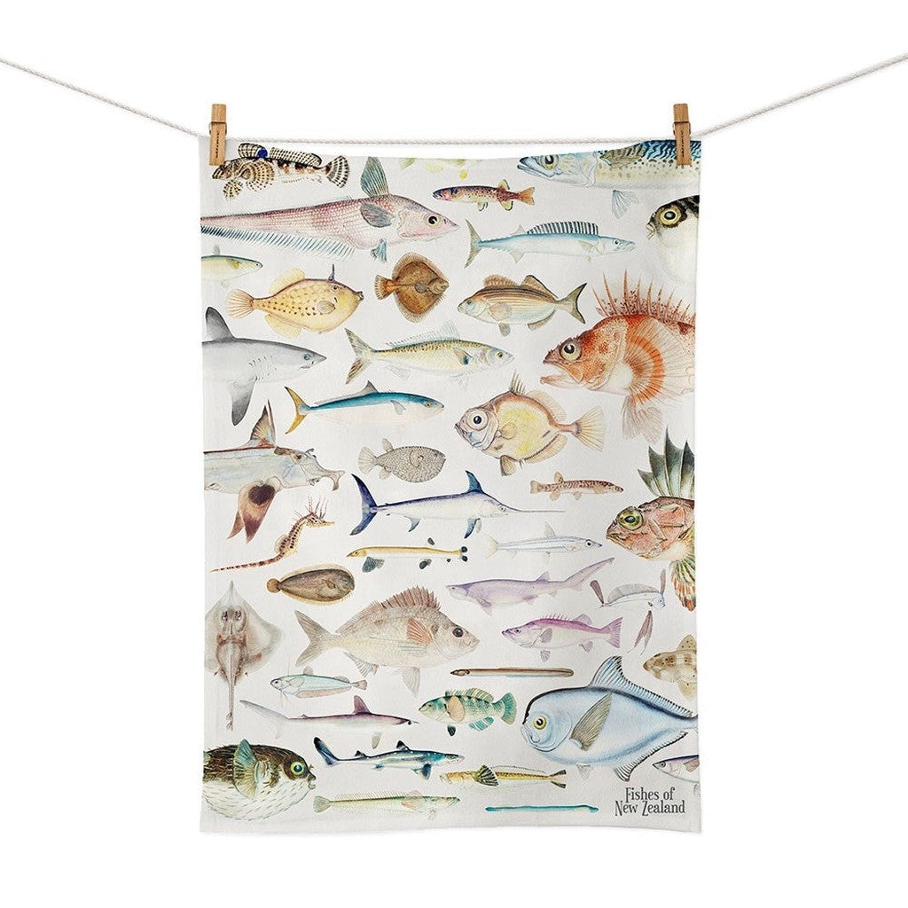100% New Zealand Fishes of NZ Tea Towel