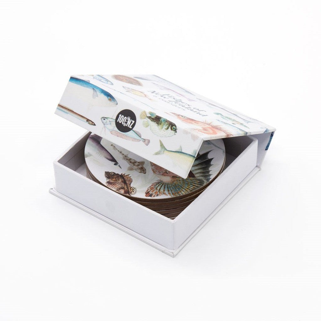 Fishes of NZ coasters in their open box