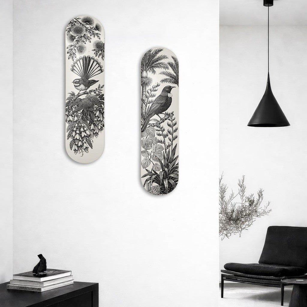 In Bloom Skateboard Deck hanging on a wall