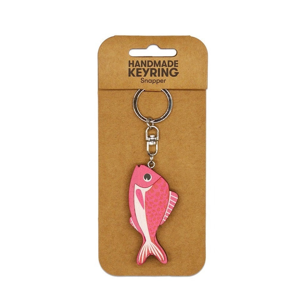 Snapper Wooden Keyring on its backing card