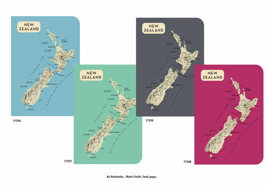 Antics | A6 Notebook NZ Map Green