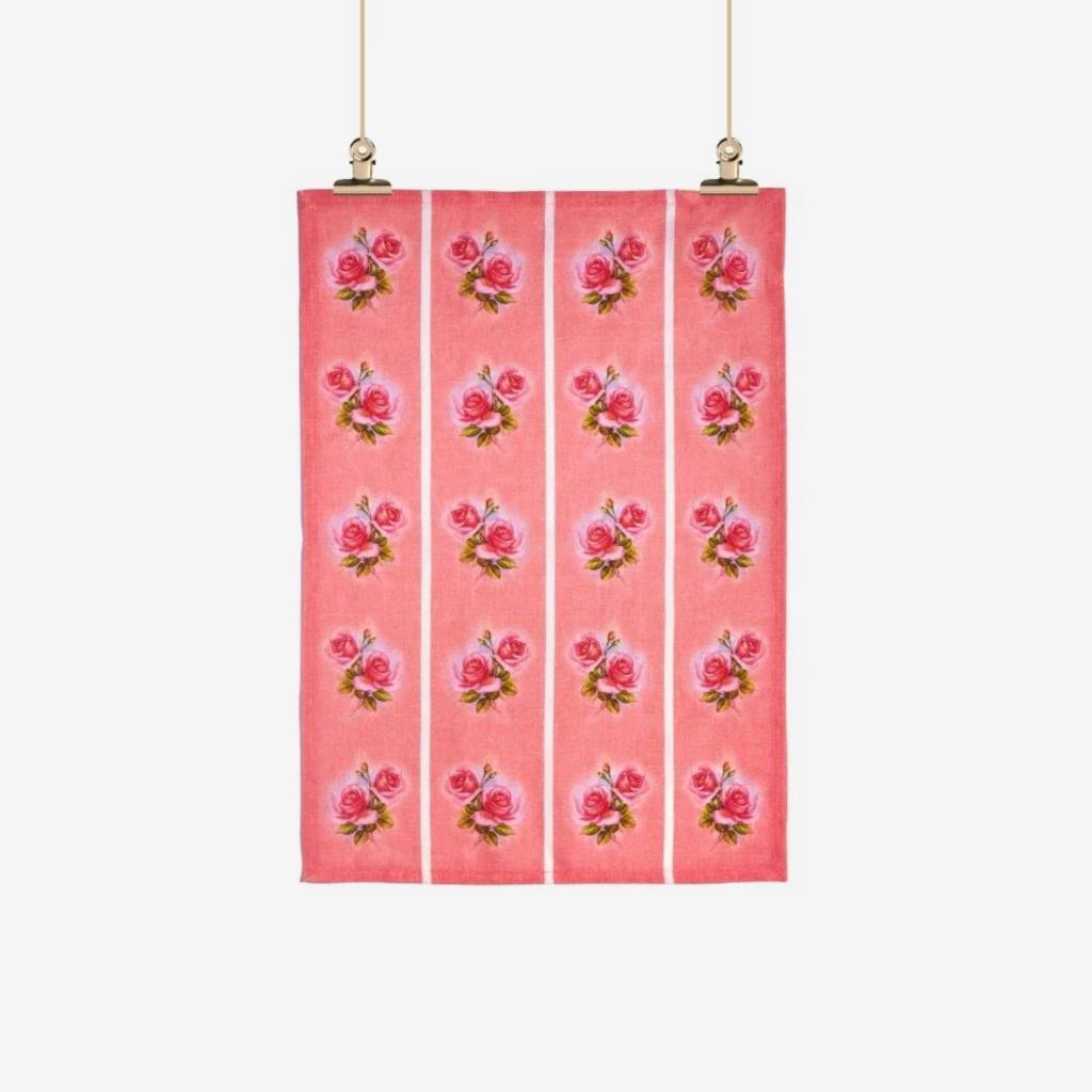 Ali Davies | Tea Towel - Vintage Rose Pink Gerbera