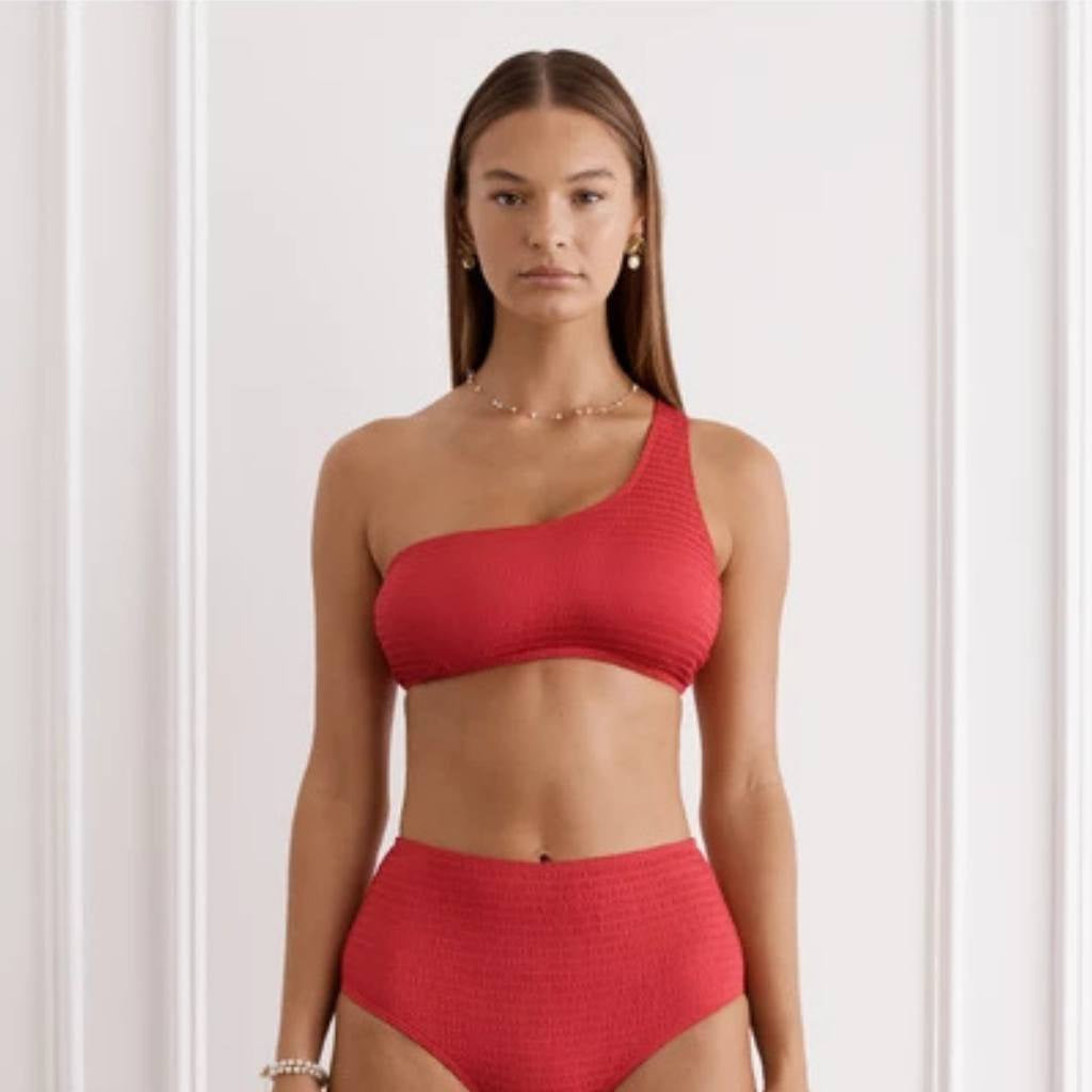 Aqua Blue | Brooke One Shoulder Top Red