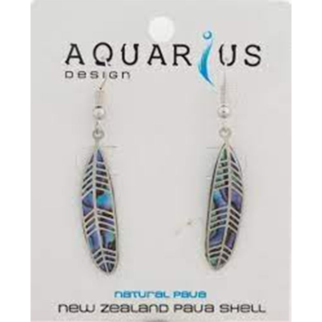Aquarius Natural Paua Filigree Feather Earrings