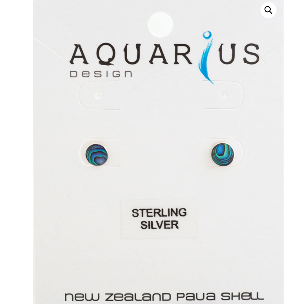 Aquarius Paua Stirling Silver 6mm Round Earring