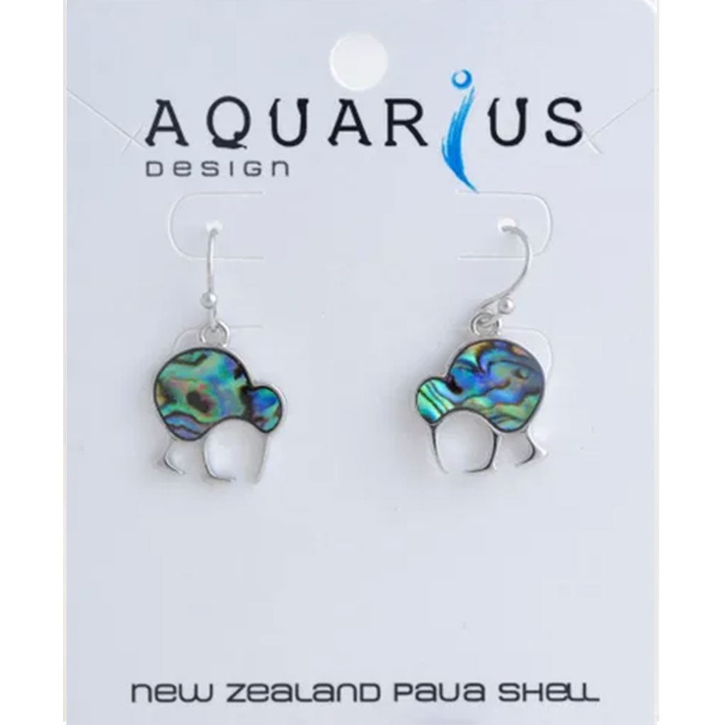 Aquarius Natural Paua Walking Kiwi Earring