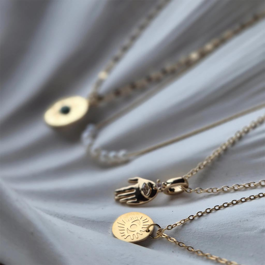 Ayla Evil Eye Pendant Necklace – 18K Gold Plated