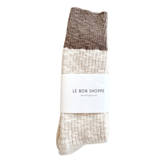 Le Bon Shoppe | Colour Block Cottage Socks-Oatmeal / Flax