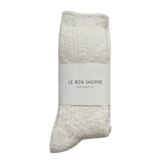 Le Bon Shoppe Cottage Socks White Linen 2 PR