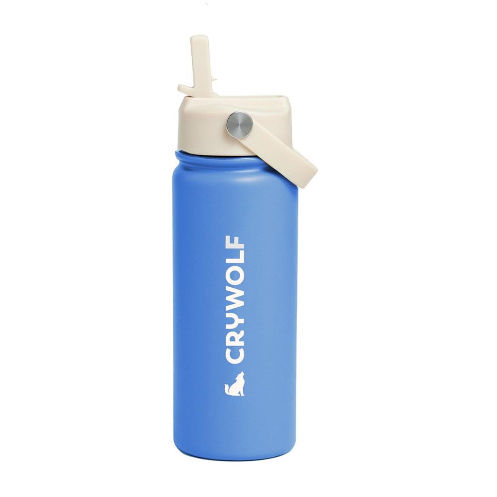 Crywolf 545ml stainless steel kids drink bottle in Saltwater print with straw spout