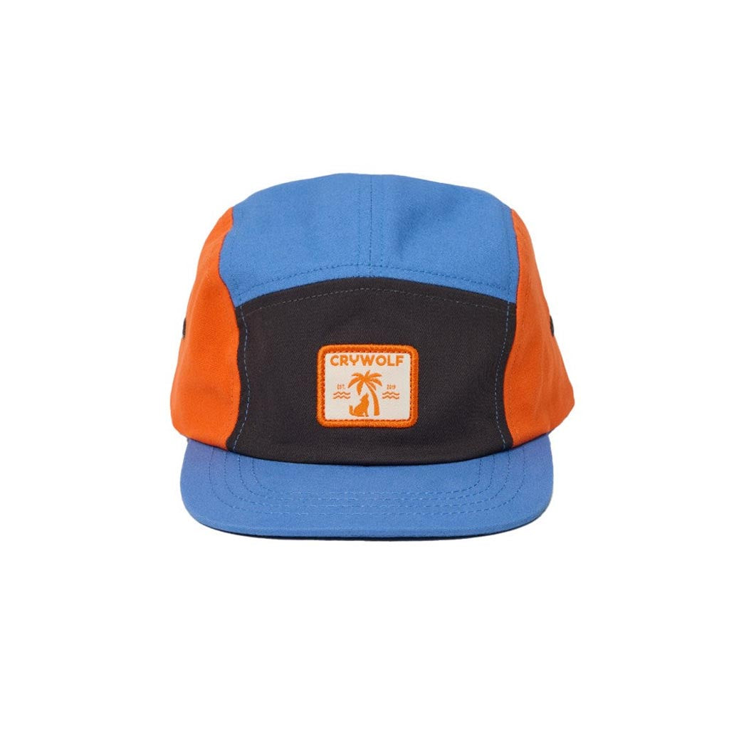 Crywolf Lucky Cap in Seaside Colourblock, kids colour-block cap with flat peak and woven patch