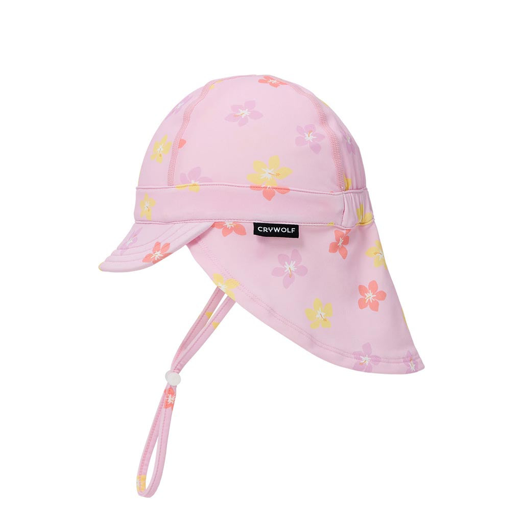 Crywolf Splash Cap in Hibiscus Bloom, baby and toddler UPF 50+ swim hat with neck flap