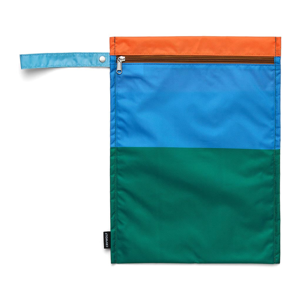 Crywolf waterproof wet bag in Seaside Colourblock print with zip and wrist strap