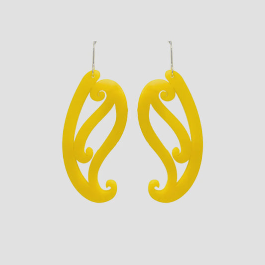 Nichola | Earrings - Tupuārangi Ngutu Kākā - Yellow Solid