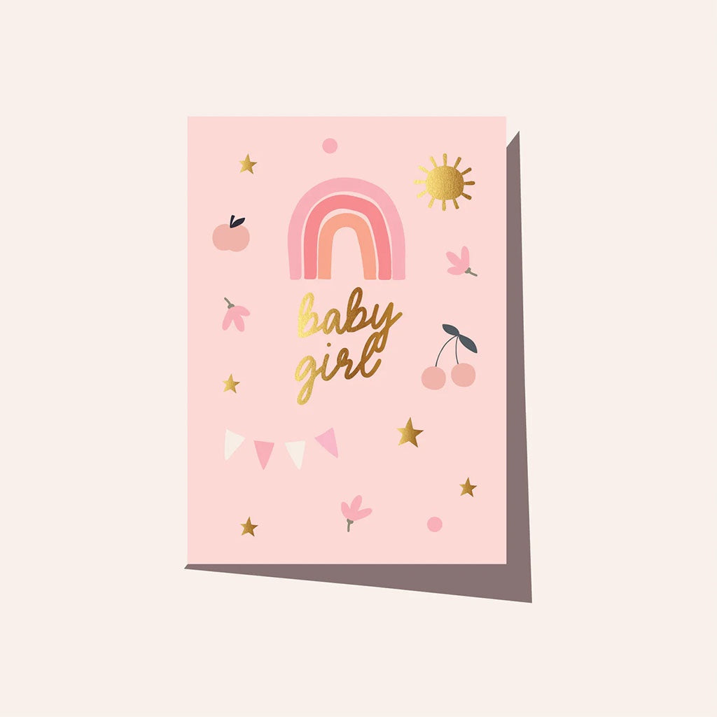 Elm Paper Card Baby Girl Rainbow