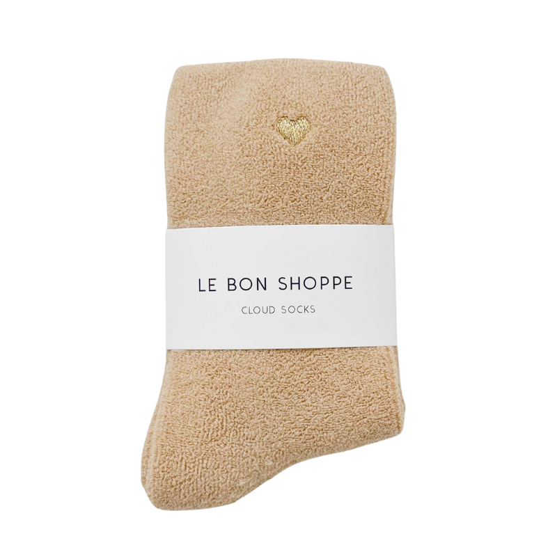 Le Bon Shoppe | Embroidered Cloud Socks-French Vanilla / Gold Heart