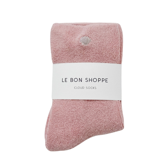 Le Bon Shoppe | Embroidered Cloud Socks-Pink Rose / Silver Seashell