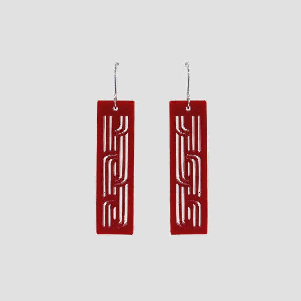 Nichola Earrings - Whakarare - Red Solid / Large