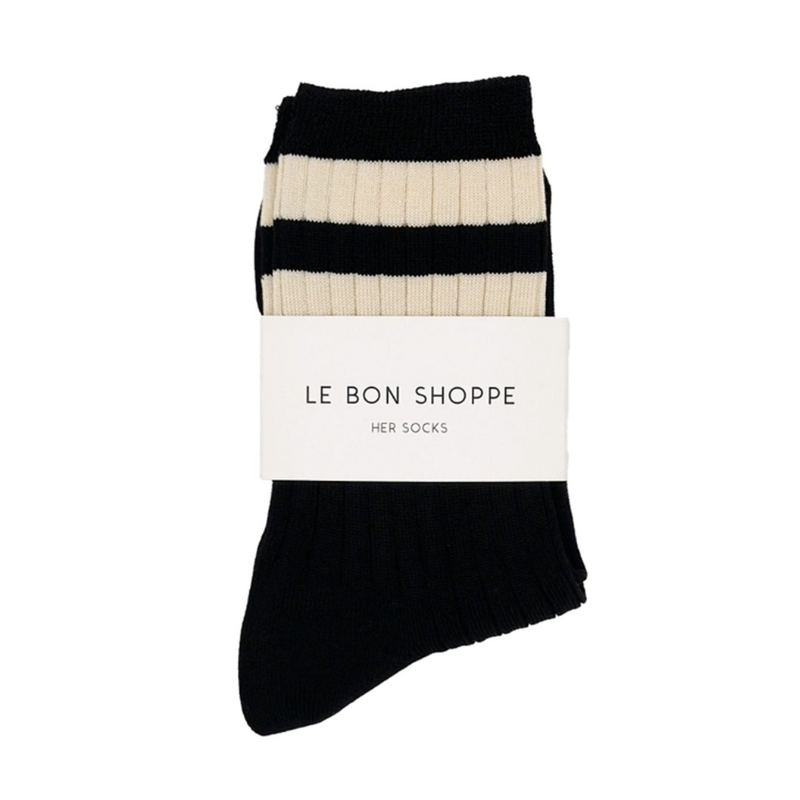 Le Bon Shoppe Her Varsity Socks Black 2 PR