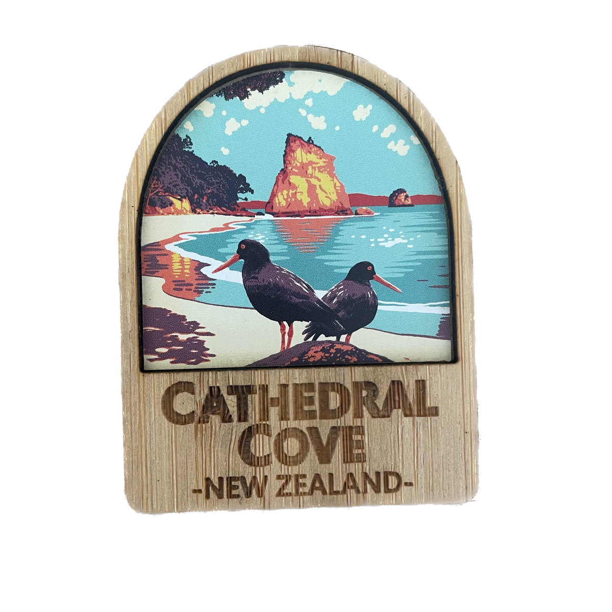 Pikitia Bamboo Magnet - Cathedral Cove Oyster Catcher