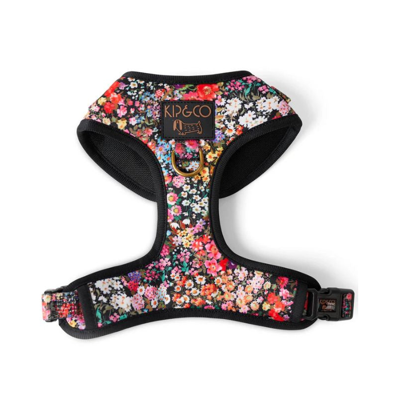 Kip & Co | Forever Floral Black Dog Harness