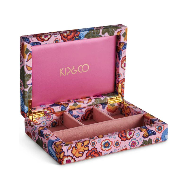 Discover the Kip & Co Lyon Velvet Jewellery Box at Cove, featuring an elegant peacock design. This luxurious box is perfect for storing your precious jewelry in style.
