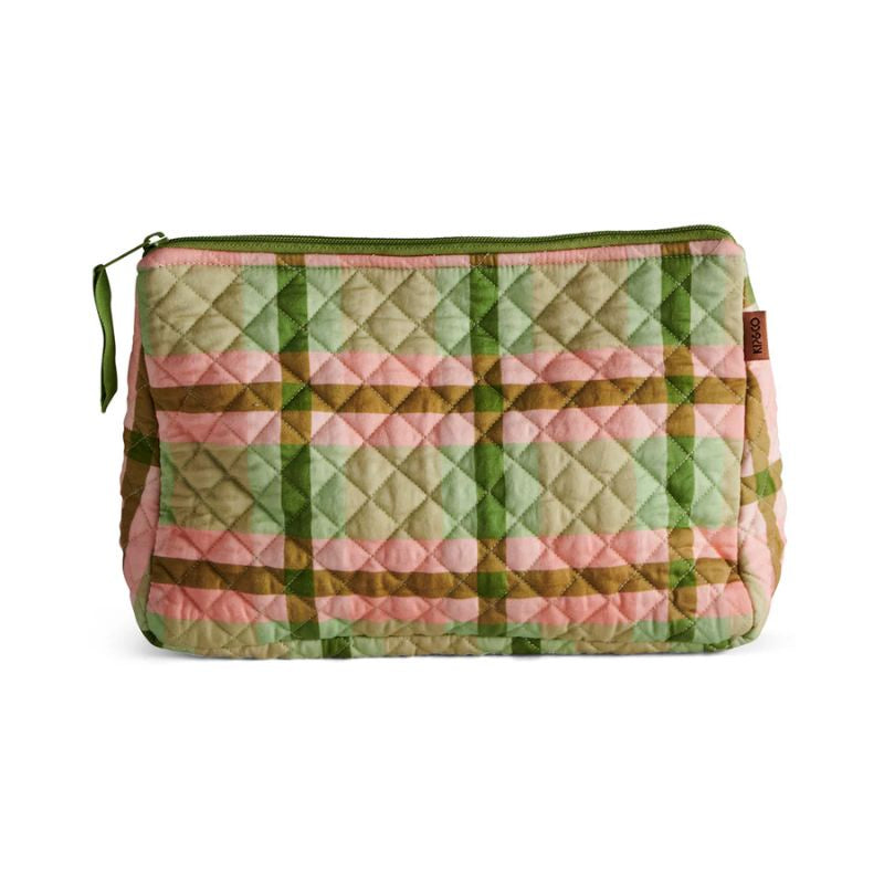 Kip & Co | Pistachio Tartan Quilted Cotton Toiletry Purse