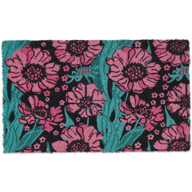 Kip & Co | Tumbling Flowers Black Coir Door Mat
